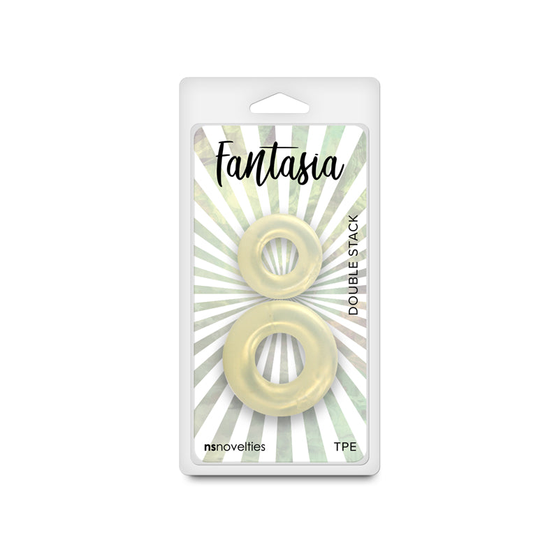 NS Novelties Fantasia - Double Stack - Amber Cock Rings - Set of 2 Sizes