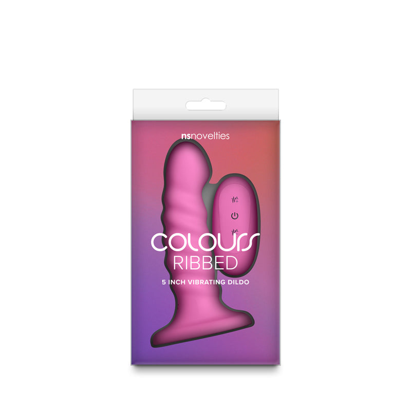 NS Novelties Colours Ribbed 5" Vibrating Dildo w Remote - Pink