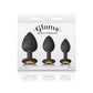 NS Novelties | Glams Spades Trainer Kit - Black Butt Plugs with Gems - Set of 3 Sizes