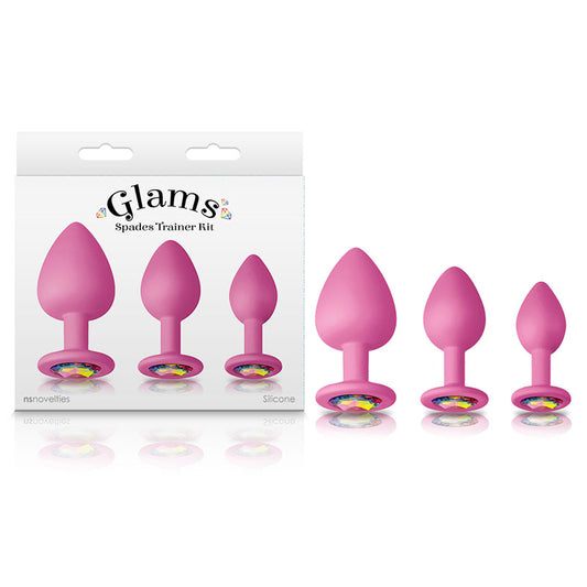 NS Novelties | Glams Spades Trainer Kit - Pink Butt Plugs with Gems - Set of 3 Sizes