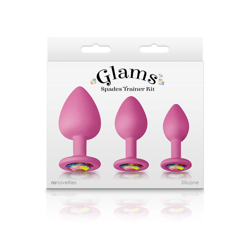 NS Novelties | Glams Spades Trainer Kit - Pink Butt Plugs with Gems - Set of 3 Sizes