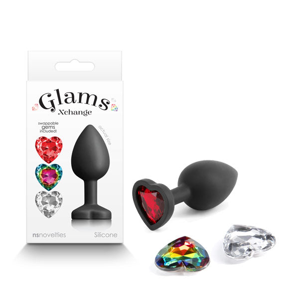 NS Novelties | Glams Xchange Heart - Small Butt Plug with Interchangeable Round Gems