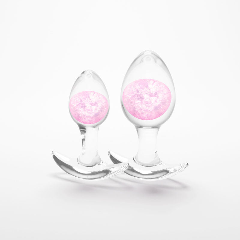 NS Novelties | Glams Cosmic 2pc Kit - Clear/Pink Butt Plugs - Set of 2 Sizes