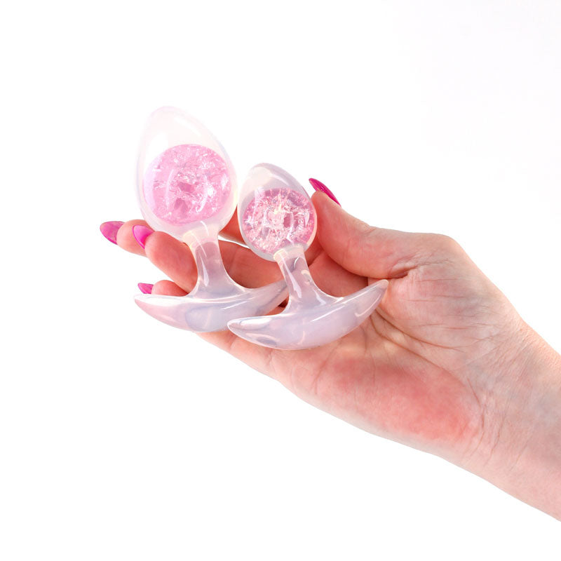NS Novelties | Glams Cosmic 2pc Kit - Clear/Pink Butt Plugs - Set of 2 Sizes
