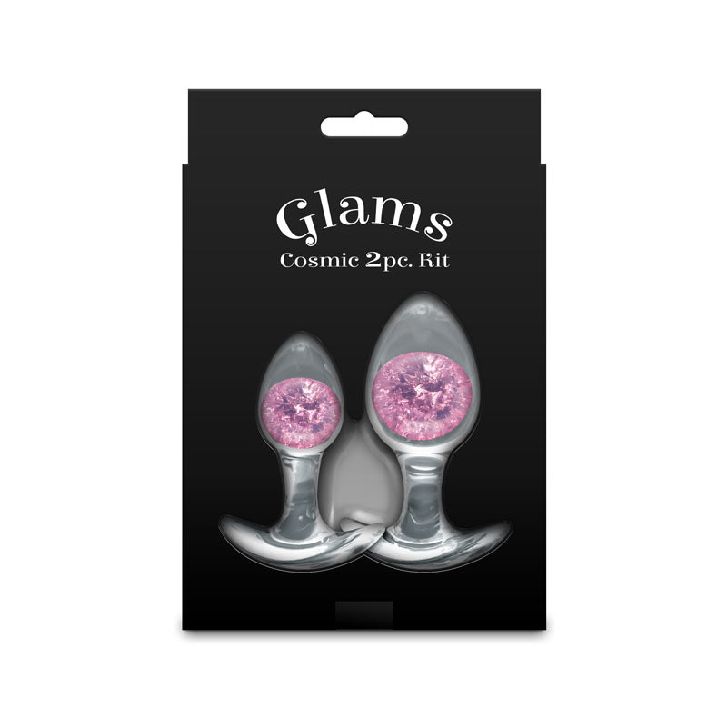 NS Novelties | Glams Cosmic 2pc Kit - Clear/Pink Butt Plugs - Set of 2 Sizes