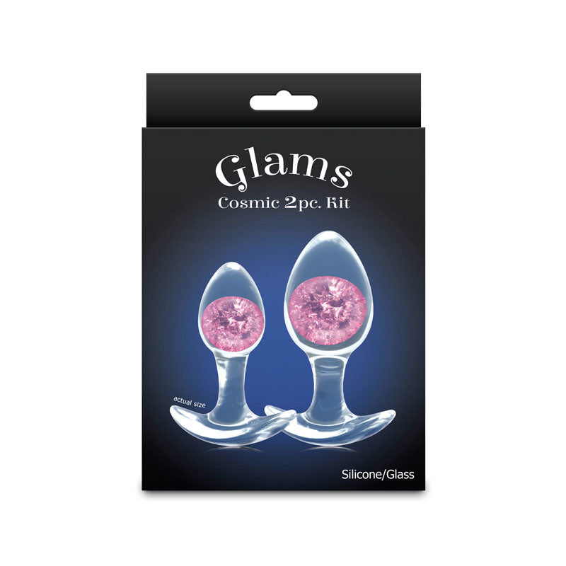 NS Novelties | Glams Cosmic 2pc Kit - Clear/Pink Butt Plugs - Set of 2 Sizes