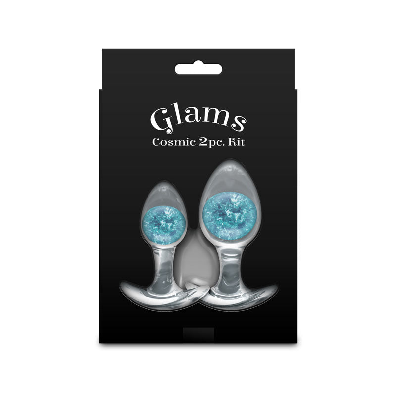 NS Novelties | Glams Cosmic 2pc Kit - Clear/Blue Butt Plugs - Set of 2 Sizes