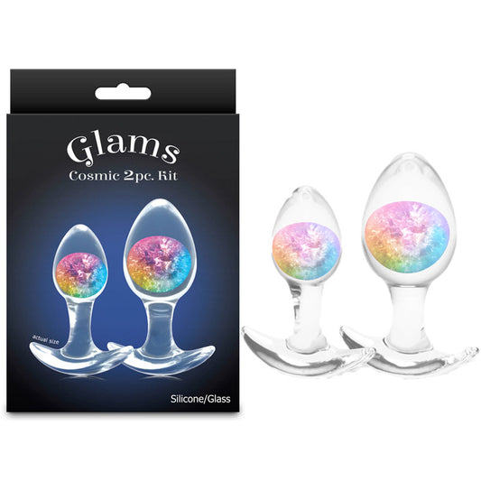 NS Novelties | Glams Cosmic 2pc Kit - Clear/Rainbow Butt Plugs - Set of 2 Sizes