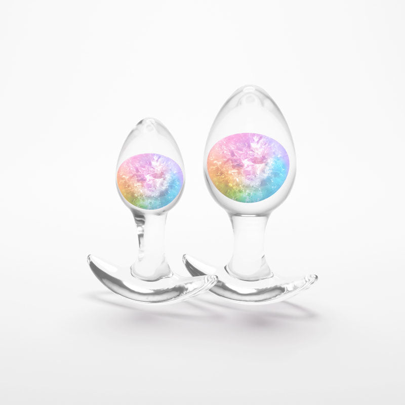 NS Novelties | Glams Cosmic 2pc Kit - Clear/Rainbow Butt Plugs - Set of 2 Sizes