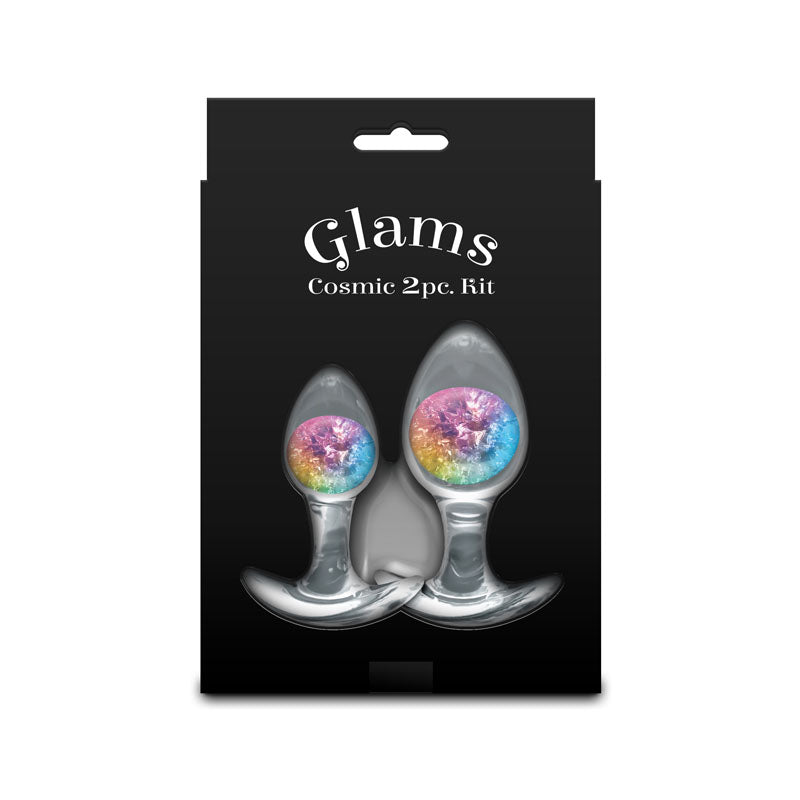 NS Novelties | Glams Cosmic 2pc Kit - Clear/Rainbow Butt Plugs - Set of 2 Sizes