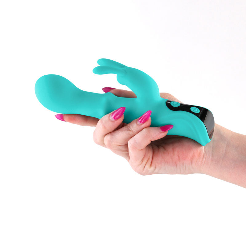 NS Novelties INYA Cyberluxe - Aqua 18cm Rabbit Vibrator with Sliding Ring Shaft