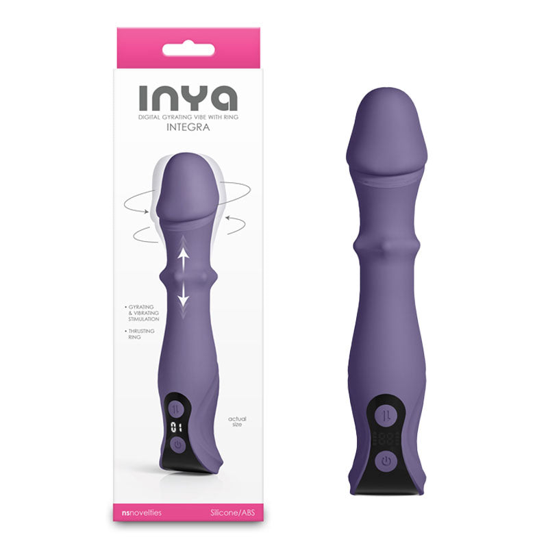NS Novelties INYA Integra Grey 18.2cm Gyrating Vibrator with Sliding Ring Shaft