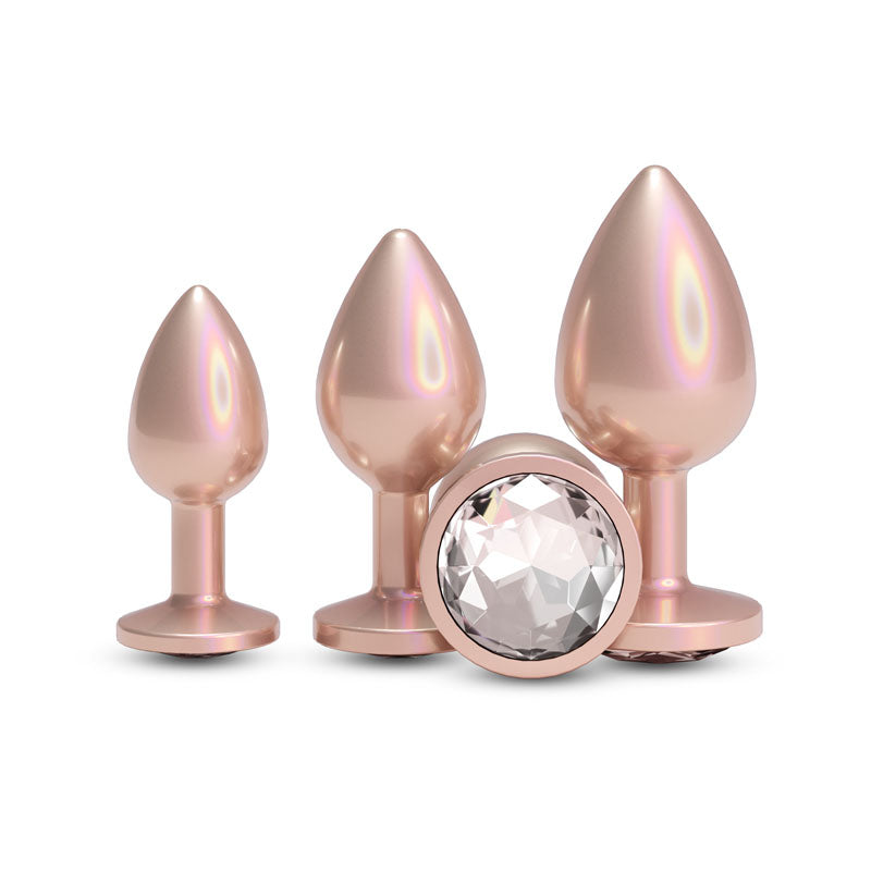 NS Novelties Rear Assets Trainer Kit - Iridescent Champagne Metallic Butt Plugs - Set of 3 Sizes