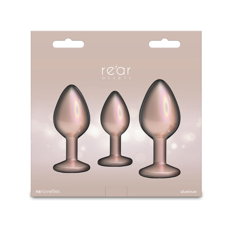 NS Novelties Rear Assets Trainer Kit - Iridescent Champagne Metallic Butt Plugs - Set of 3 Sizes