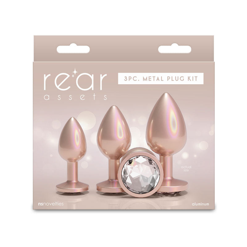 NS Novelties Rear Assets Trainer Kit - Iridescent Champagne Metallic Butt Plugs - Set of 3 Sizes