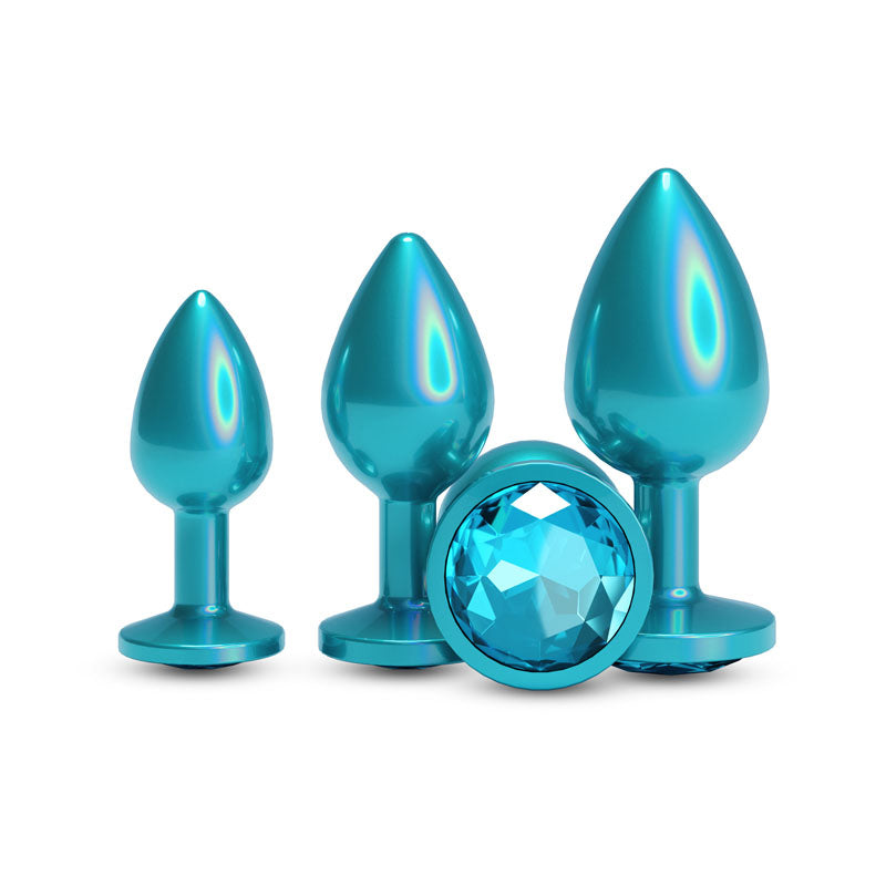 NS Novelties Rear Assets Trainer Kit - Iridescent Teal Metallic Butt Plugs - Set of 3 Sizes