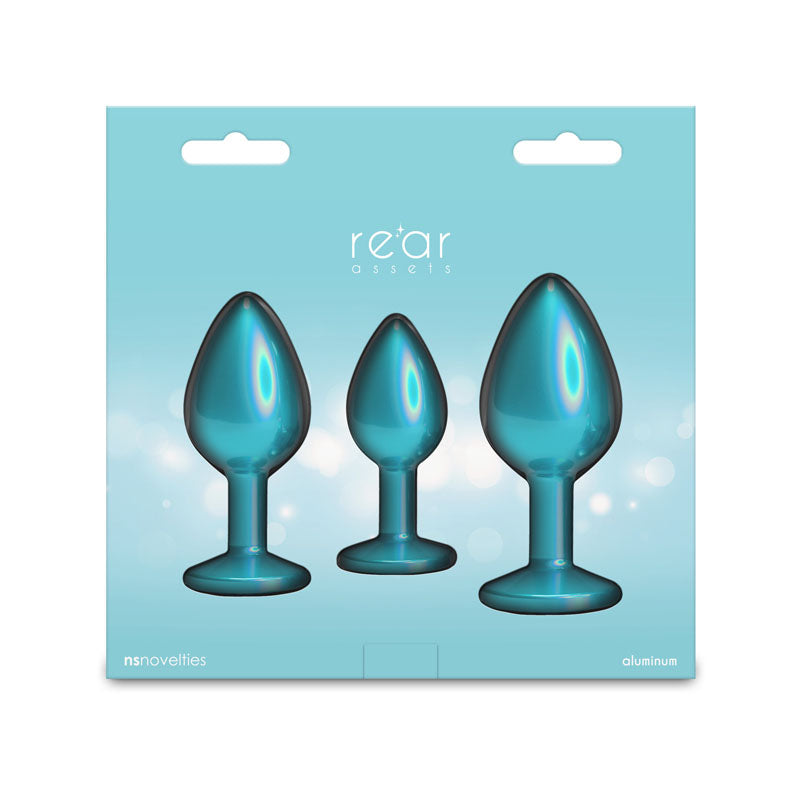 NS Novelties Rear Assets Trainer Kit - Iridescent Teal Metallic Butt Plugs - Set of 3 Sizes