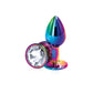 NS Novelties | Rear Assets Multi Coloured Small Metal Butt Plug with Clear Gem Base