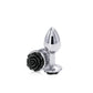 NS Novelties | Rear Assets Rose - Small - Chrome 7.6cm Metal Butt Plug with Black Rose Base