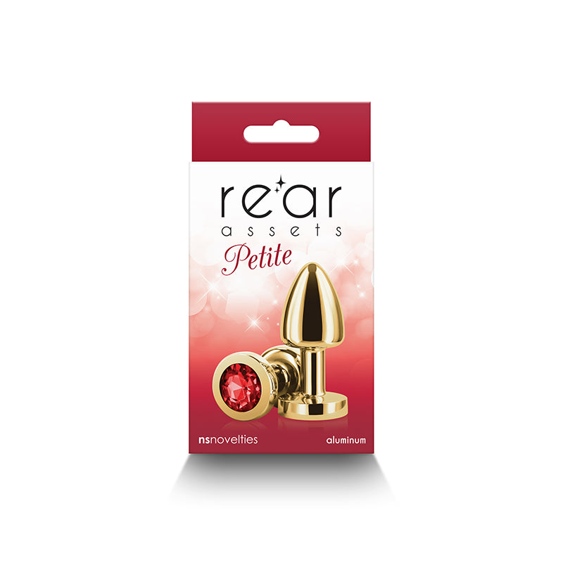 NS Novelties | Rear Assets Petite - Gold 6cm Metal Butt Plug with Red Round Gem Base