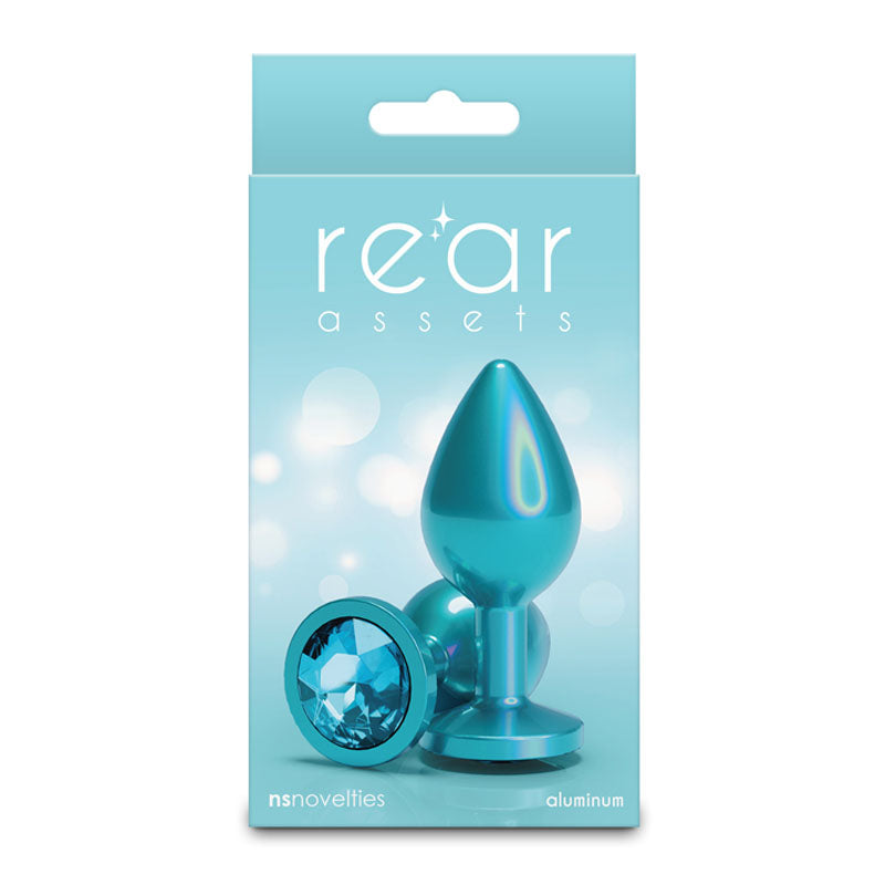 NS Novelties Rear Assets Iridescent - Teal - Champagne 8.2cm Medium Butt Plug