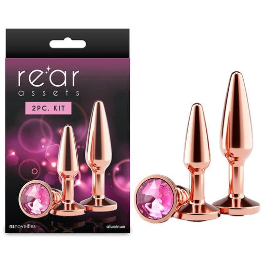 NS Novelties Rear Assets Tapered Trainer Kit - Rose Gold Metal Butt Plugs - Set of 2 Sizes