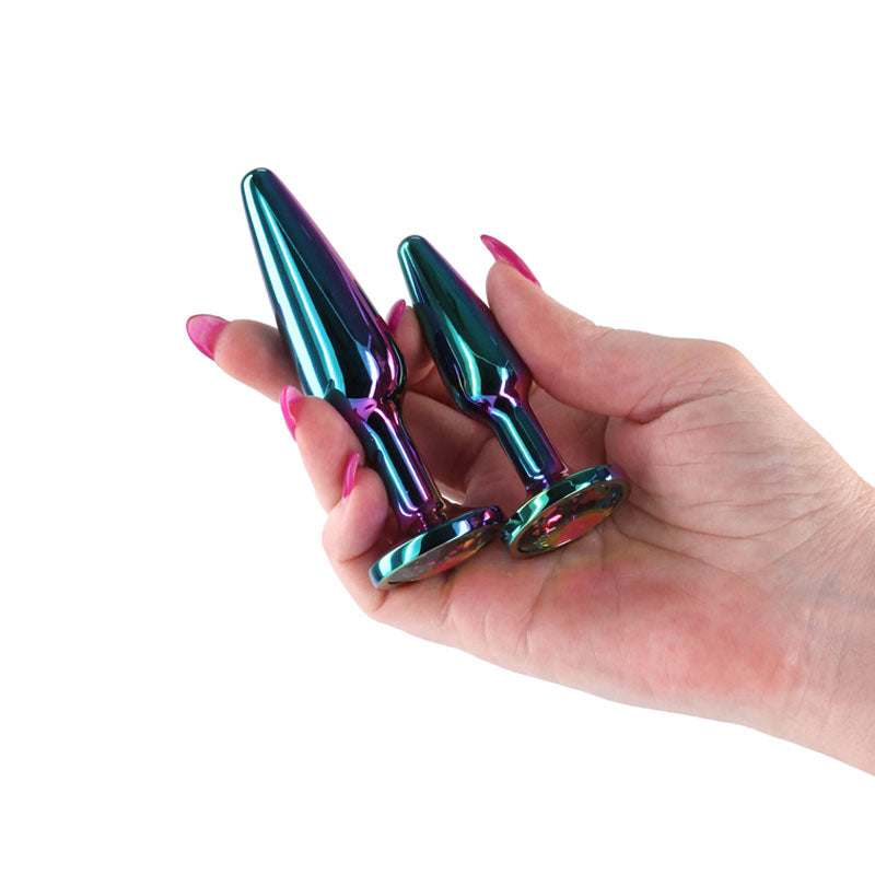 NS Novelties Rear Assets Tapered Trainer Kit - Multicoloured Metal Butt Plugs - Set of 2 Sizes