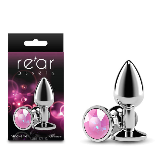 NS Novelties Rear Assets Silver - Small Metal Butt Plug with Pink Gem Base