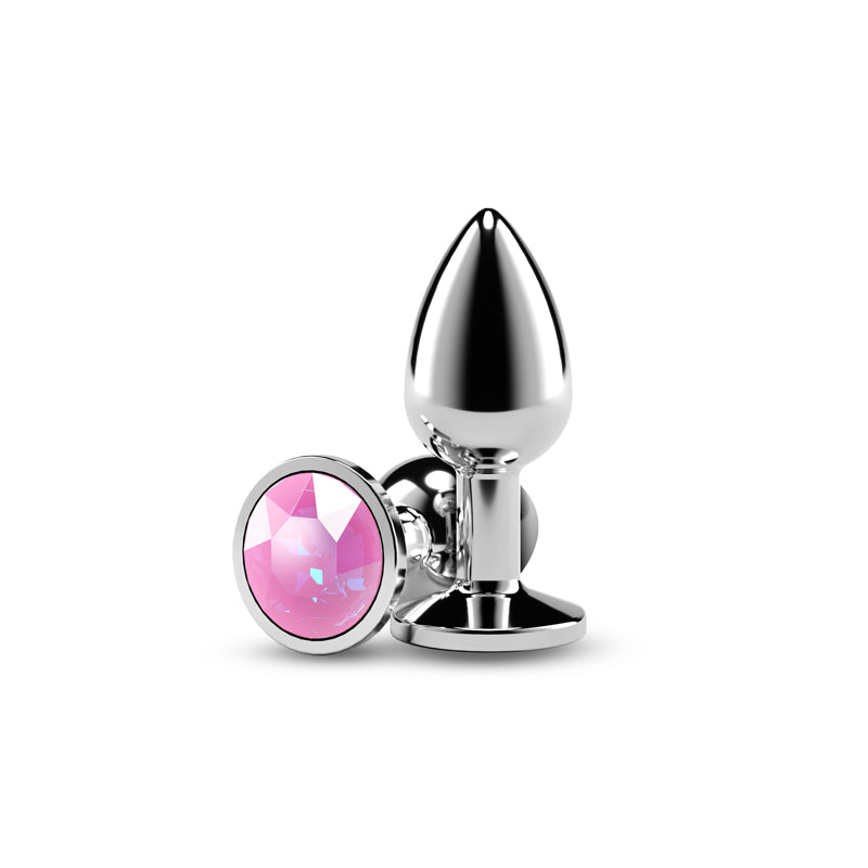 NS Novelties Rear Assets Silver - Small Metal Butt Plug with Pink Gem Base