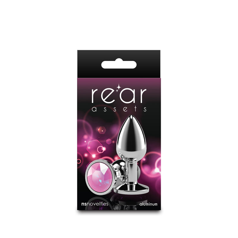 NS Novelties Rear Assets Silver - Small Metal Butt Plug with Pink Gem Base