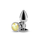 NS Novelties Rear Assets Silver - Medium Metal Butt Plug with Yellow Gem Base
