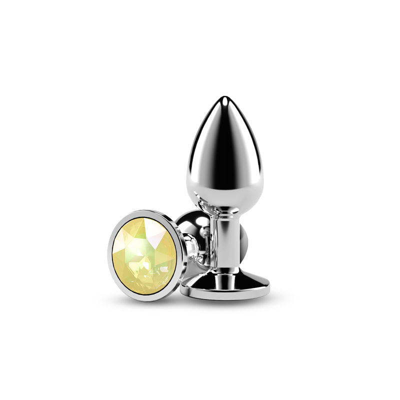NS Novelties Rear Assets Silver - Medium Metal Butt Plug with Yellow Gem Base