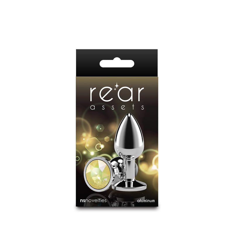 NS Novelties Rear Assets Silver - Medium Metal Butt Plug with Yellow Gem Base