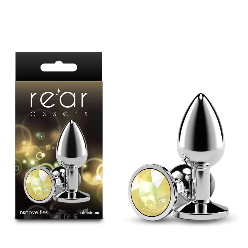 NS Novelties Rear Assets Silver - Medium Metal Butt Plug with Yellow Gem Base