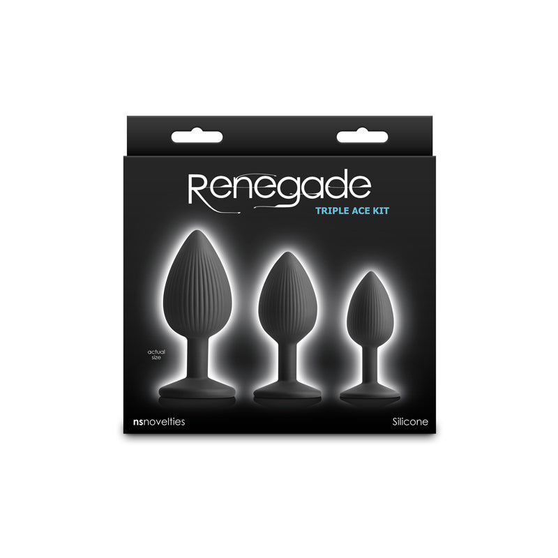 NS Novelties | Renegade Triple Ace Kit - Black Butt Plugs - Set of 3 Sizes