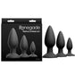 NS Novelties | Renegade Triple Strike Kit - Black Butt Plugs - Set of 3 Sizes
