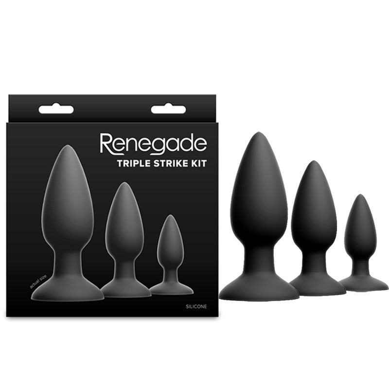 NS Novelties | Renegade Triple Strike Kit - Black Butt Plugs - Set of 3 Sizes