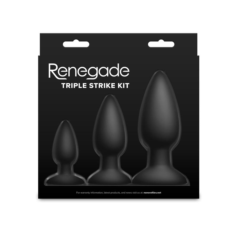NS Novelties | Renegade Triple Strike Kit - Black Butt Plugs - Set of 3 Sizes