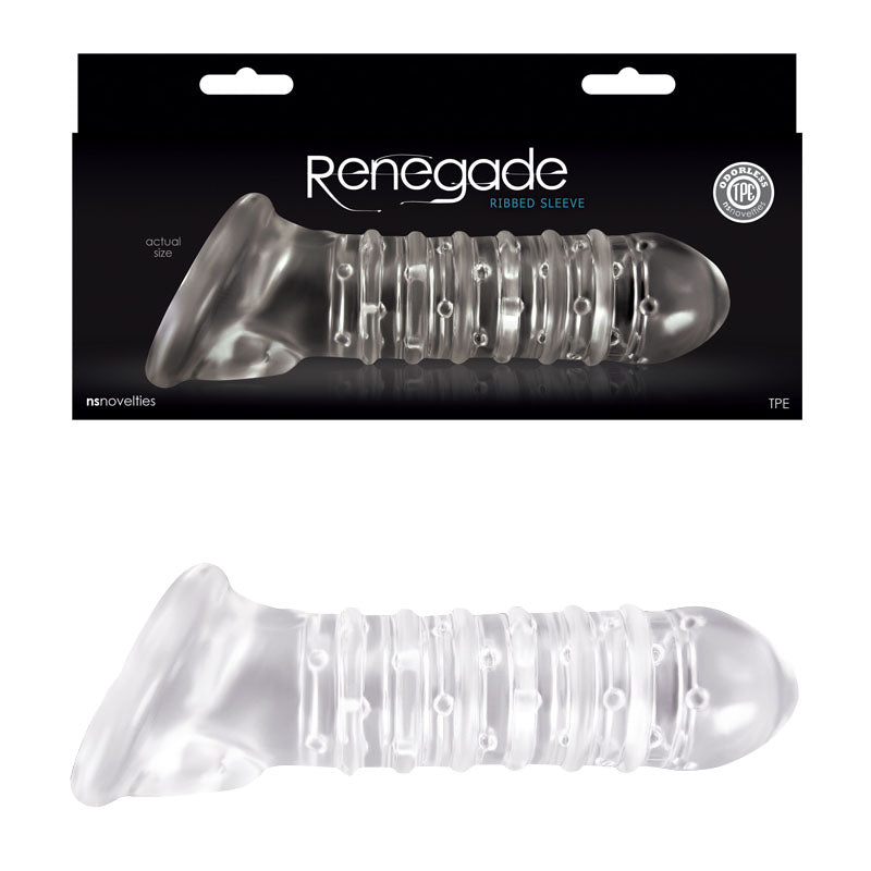 NS Novelties | Renegade - Ribbed Extension Clear Penis Extension Sleeve