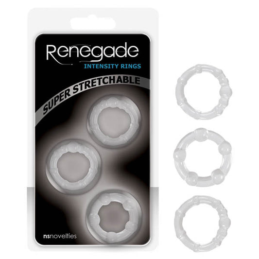 NS Novelties | Renegade Intensity Rings - Clear Cock Rings - Set of 3