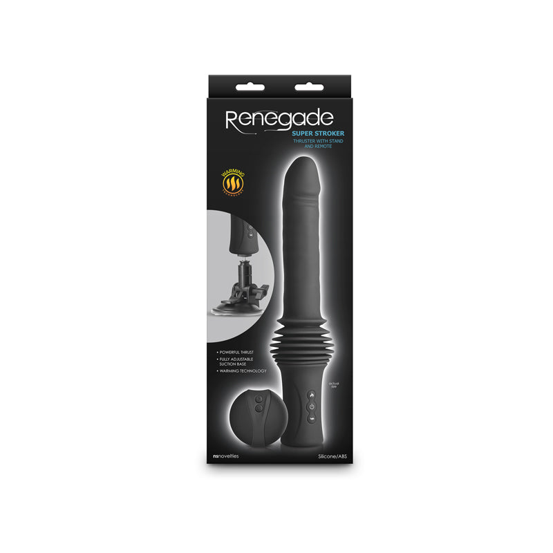 NS Novelties | Renegade Super Stroker - Black 36.8cm Thrusting Vibrator with Remote Control & Stand