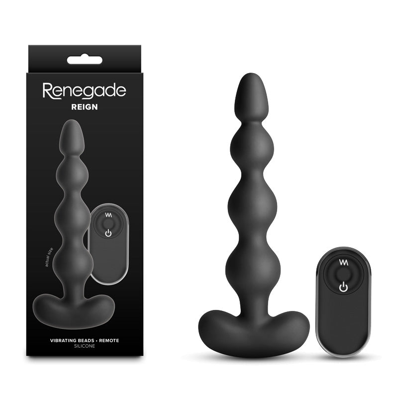 NS Novelties | Renegade Reign - Black 17.9cm Vibrating Anal Beads with Wireless Remote