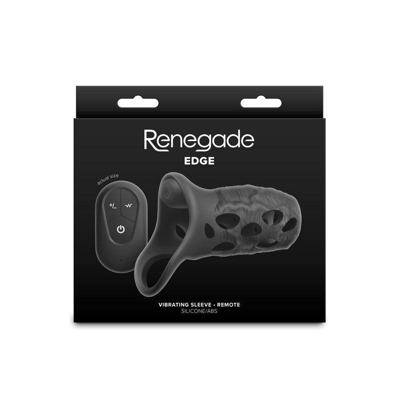 NS Novelties | Renegade Edge - Black Vibrating Penis Sleeve with Wireless Remote
