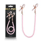 NS Novelties Bound Nipple Clamps - DC1 - Gold Nipple Clamps with Pink Pearl Chain