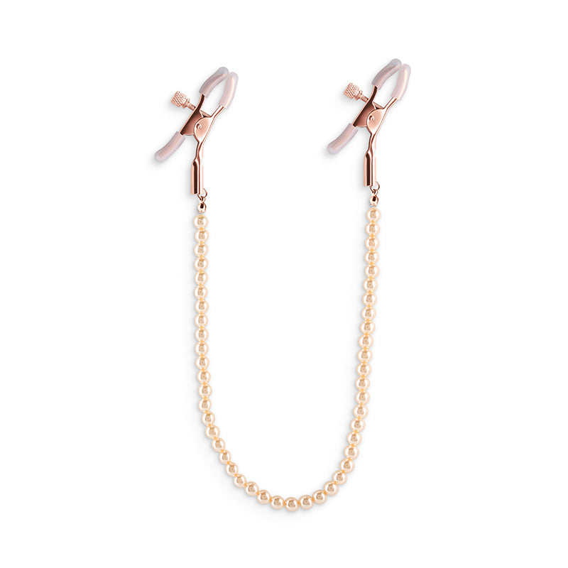 NS Novelties Bound Nipple Clamps - DC1 - Rose Gold Nipple Clamps with Gold Pearl Chain