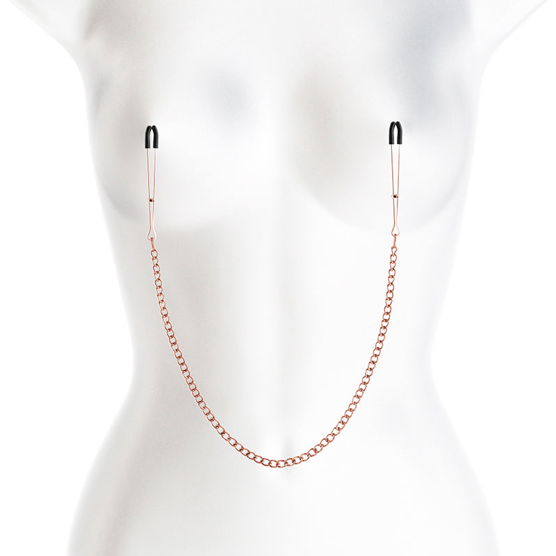 NS Novelties Bound Nipple Clamps - DC3 - Rose Gold Nipple Clamps with Chain