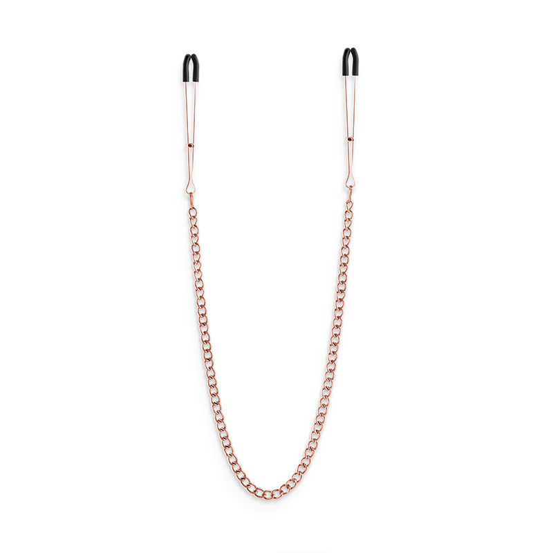 NS Novelties Bound Nipple Clamps - DC3 - Rose Gold Nipple Clamps with Chain