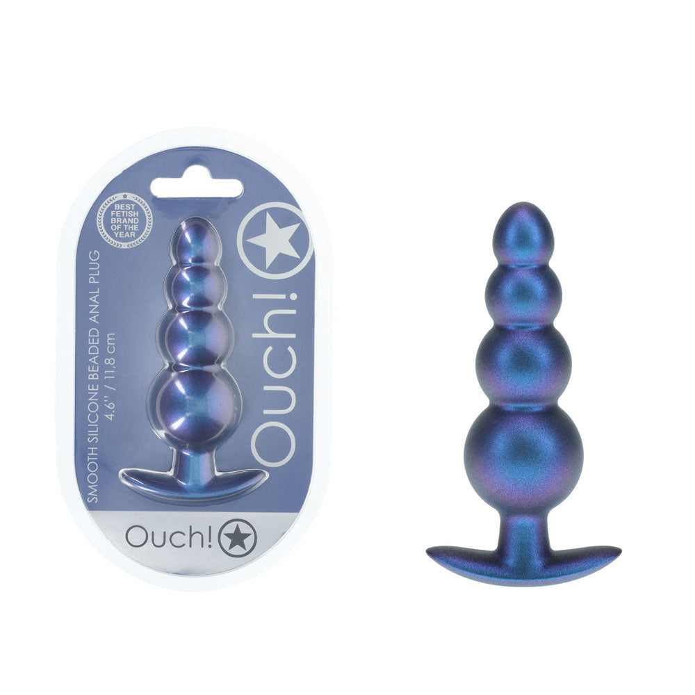 Shots Toys | OUCH! Beaded Anal Plug - Metallic Blue