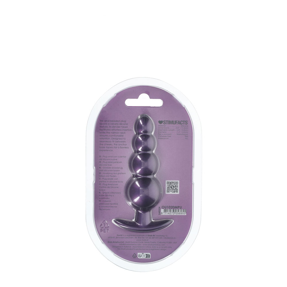 Shots Toys | OUCH! Beaded Anal Plug - Metallic Purple