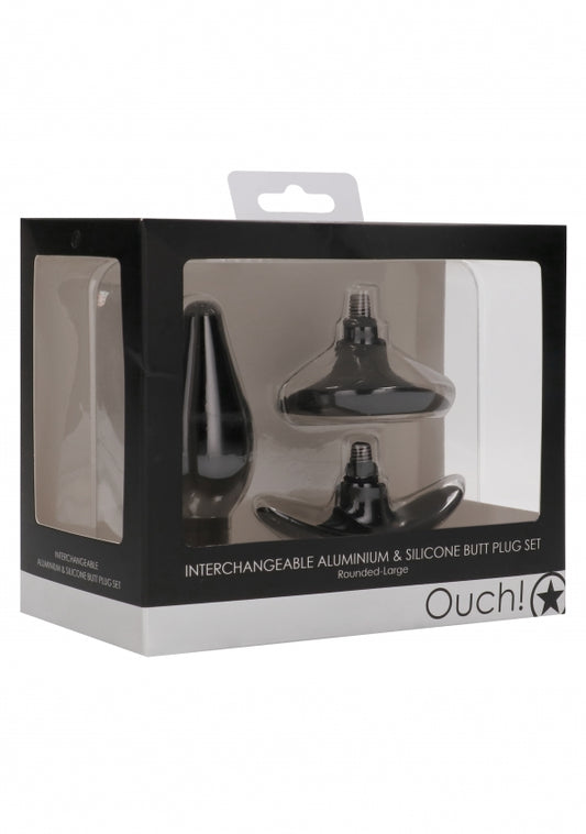 Shots Toys | OUCH! Interchangeable Butt Plug Set - Rounded Large Black